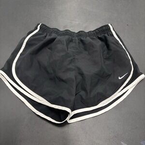 NIKE DRI-FIT Womens Black Running Shorts Size Medium‎ Drawstring Lined Athletic